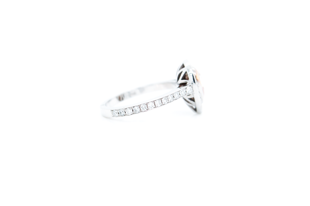 Natural Fancy Pink Pear-Shaped Halo Ring