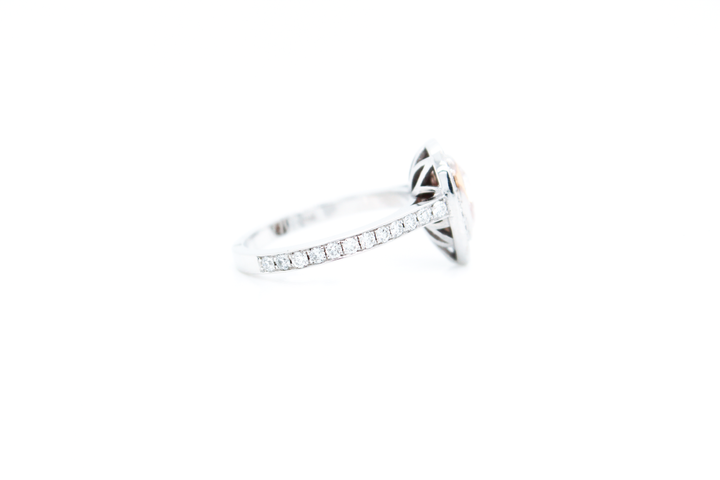 Natural Fancy Pink Pear-Shaped Halo Ring