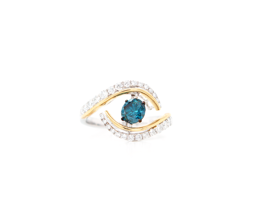 Blue Dancing Diamond Bypass Ring
