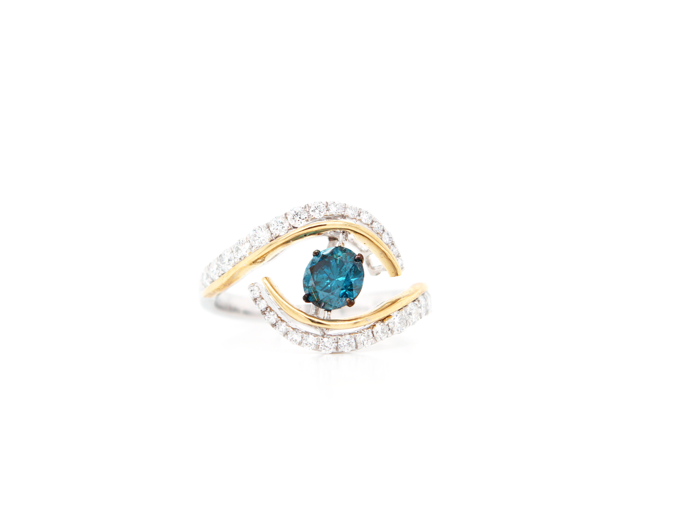 Natural Blue Dancing Diamond Bypass Ring