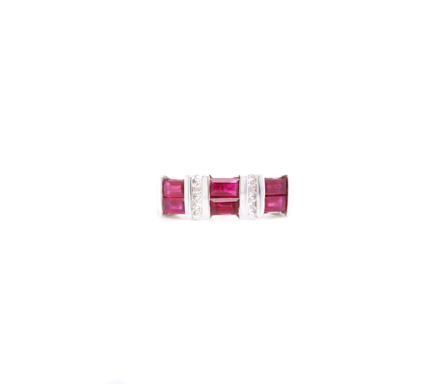 1.30ct Baguette Ruby and Round Diamond Band