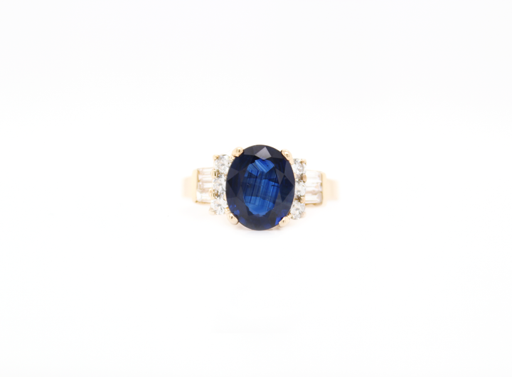 Oval Ceylon Sapphire and Diamond Engagement Ring