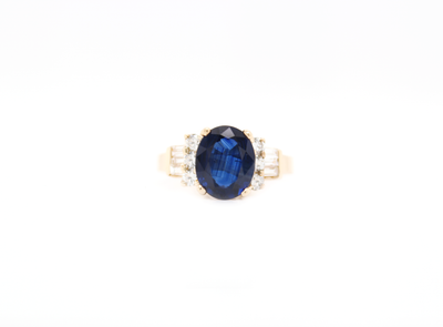 Oval Ceylon Sapphire and Diamond Engagement Ring