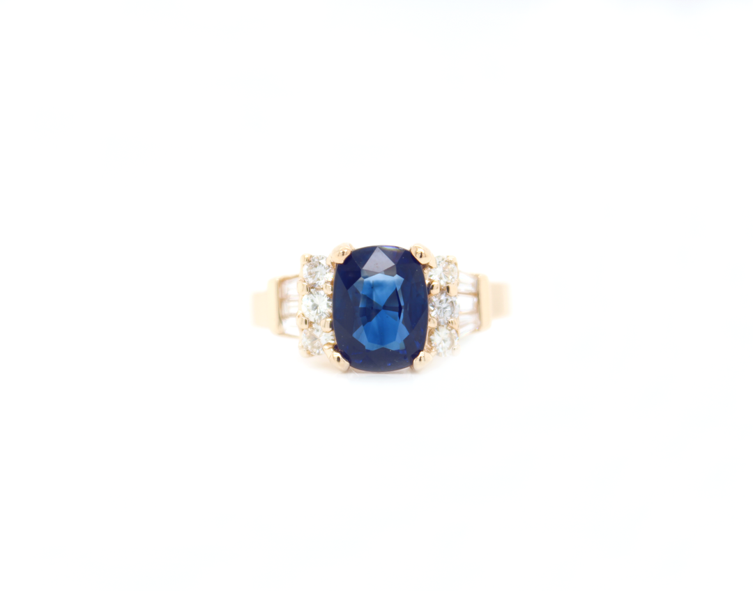 Oval Ceylon Sapphire and Diamond Engagement Ring