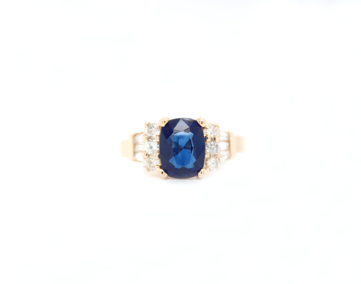 Oval Ceylon Sapphire and Diamond Engagement Ring
