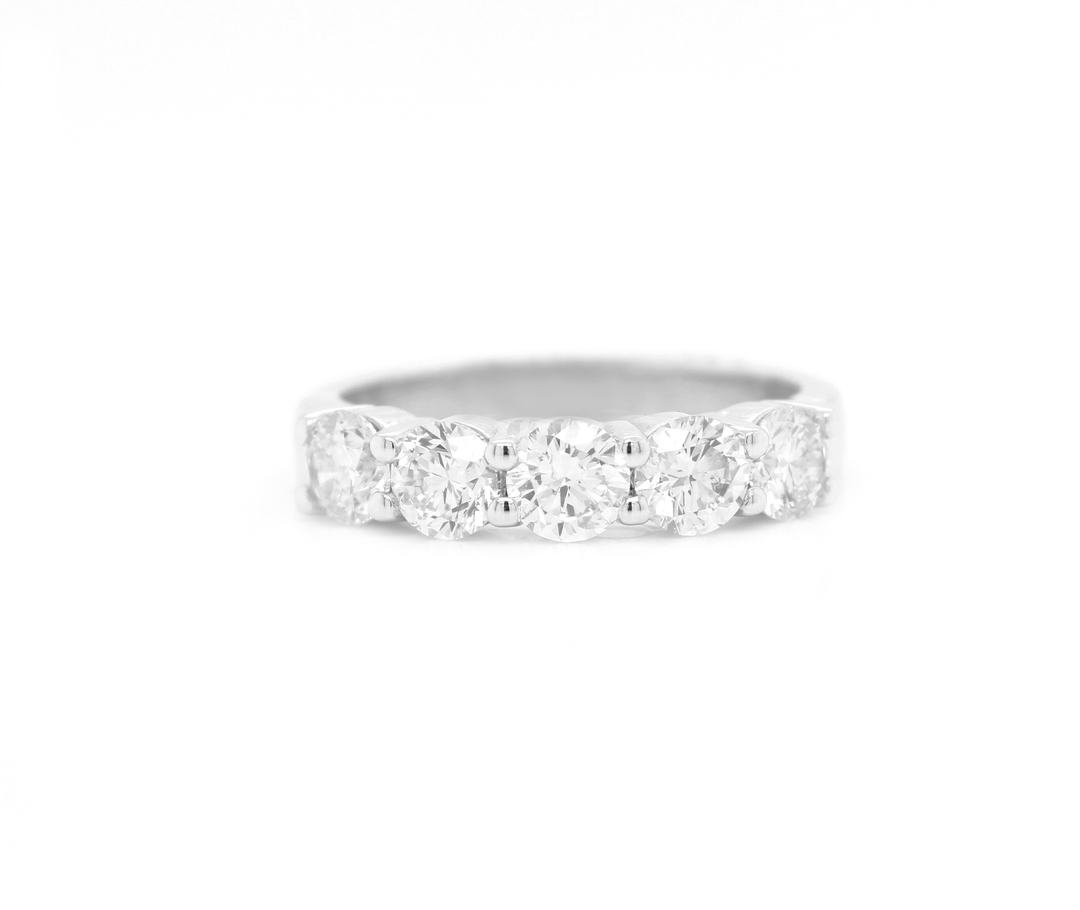 5 Stone Round Diamond Band