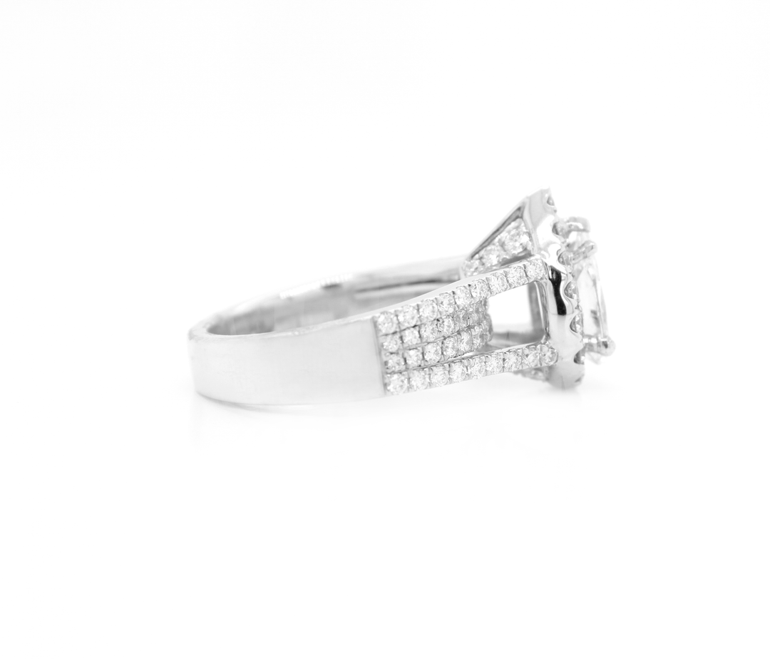 Pear-Shaped Diamond Halo Pavé Split Shank Engagement Ring