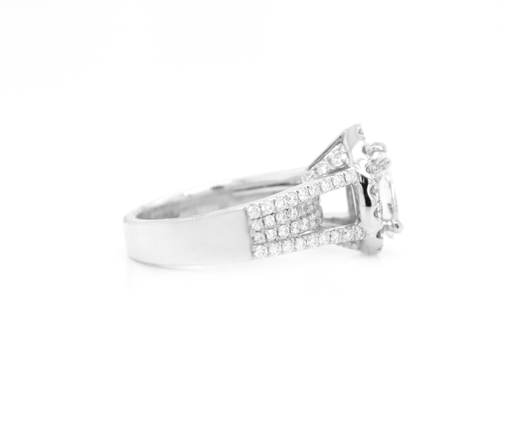 Pear-Shaped Diamond Halo Pavé Split Shank Engagement Ring