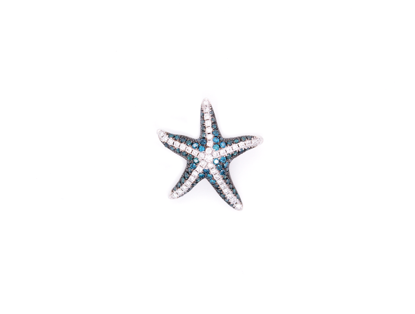 Natural Blue Diamond Starfish Pendant