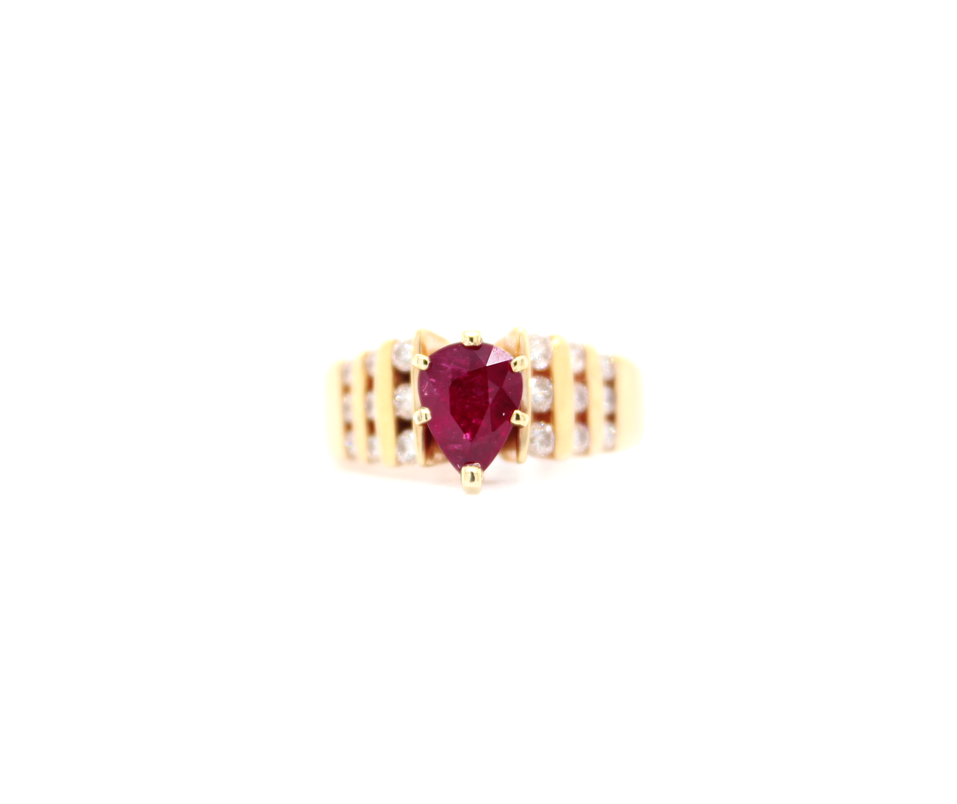 1.50ct Pear-Shaped Ruby and Diamond Ring