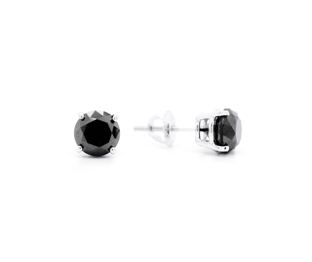 4.17ct Classic Round Black Diamond Studs
