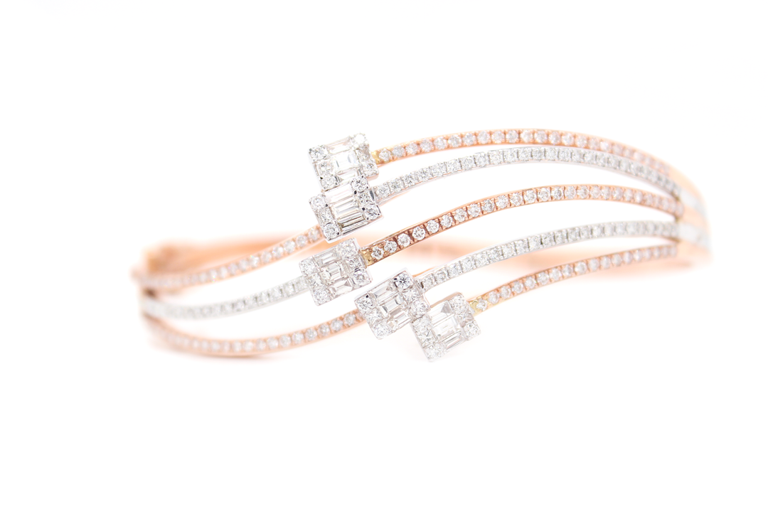 3ct Wave Diamond Bangle