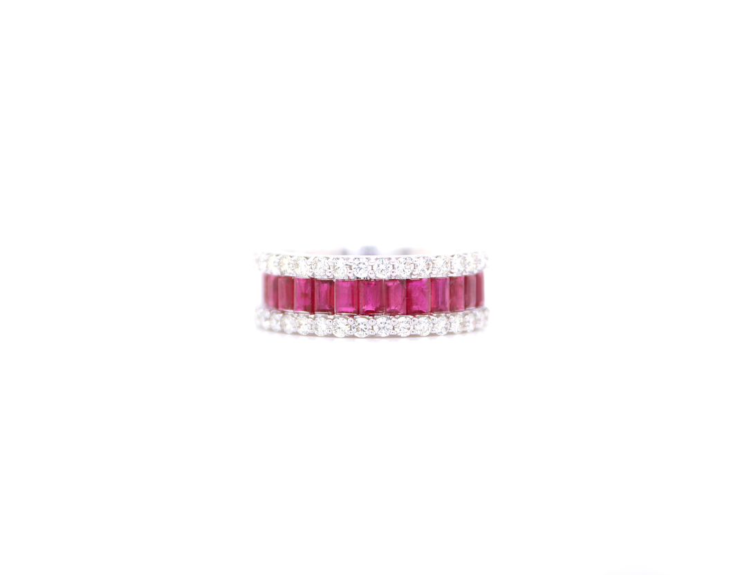 1.90ct Baguette Ruby and Diamond Half Eternity Ring
