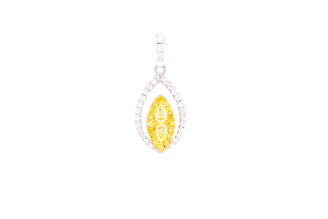 1.30ct Marquise Cut Fancy Yellow Diamond Illusion Halo Pendant