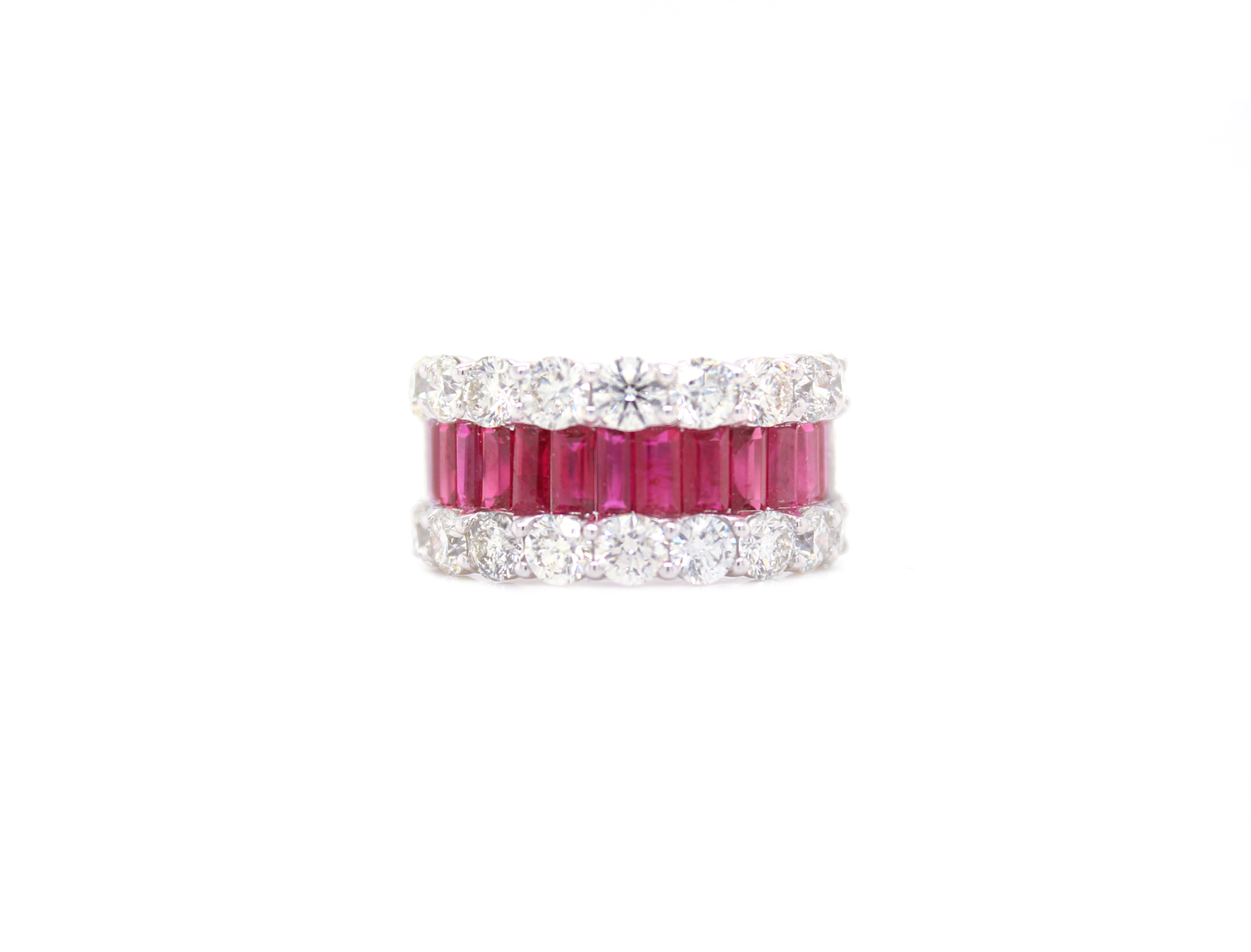 3.60ct Baguette Ruby and Diamond Half Eternity Ring