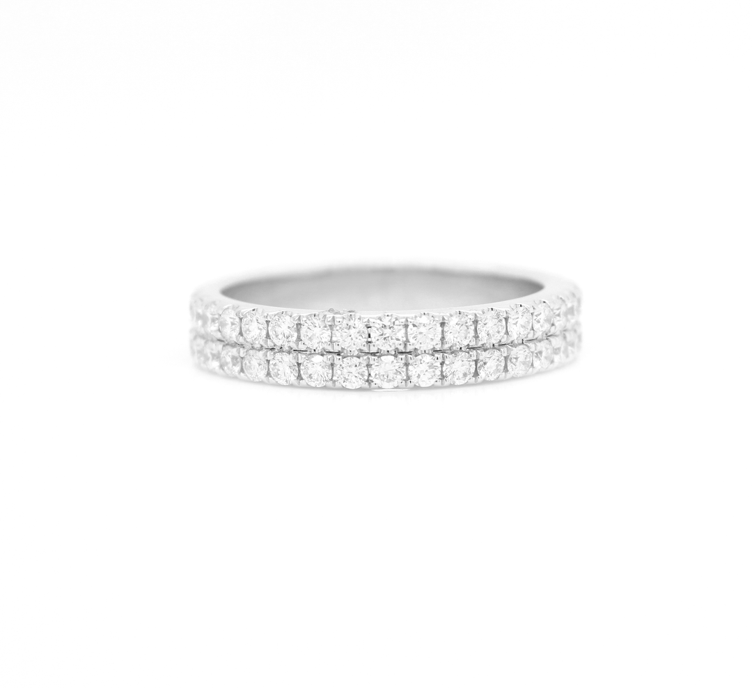 Two Row Round Diamond Pavé Eternity Band