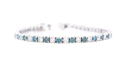 Natural Blue Diamond Eternity Tennis Bracelet