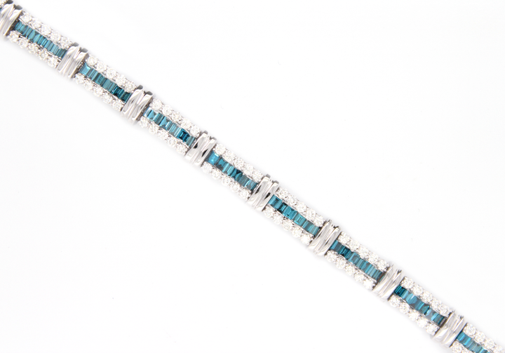 Channel Set Blue Diamond Station Bracelet