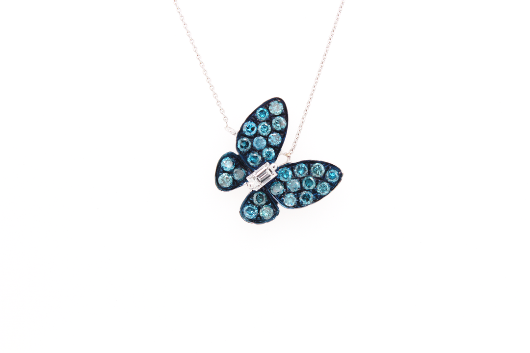 Blue Diamond Butterfly Necklace