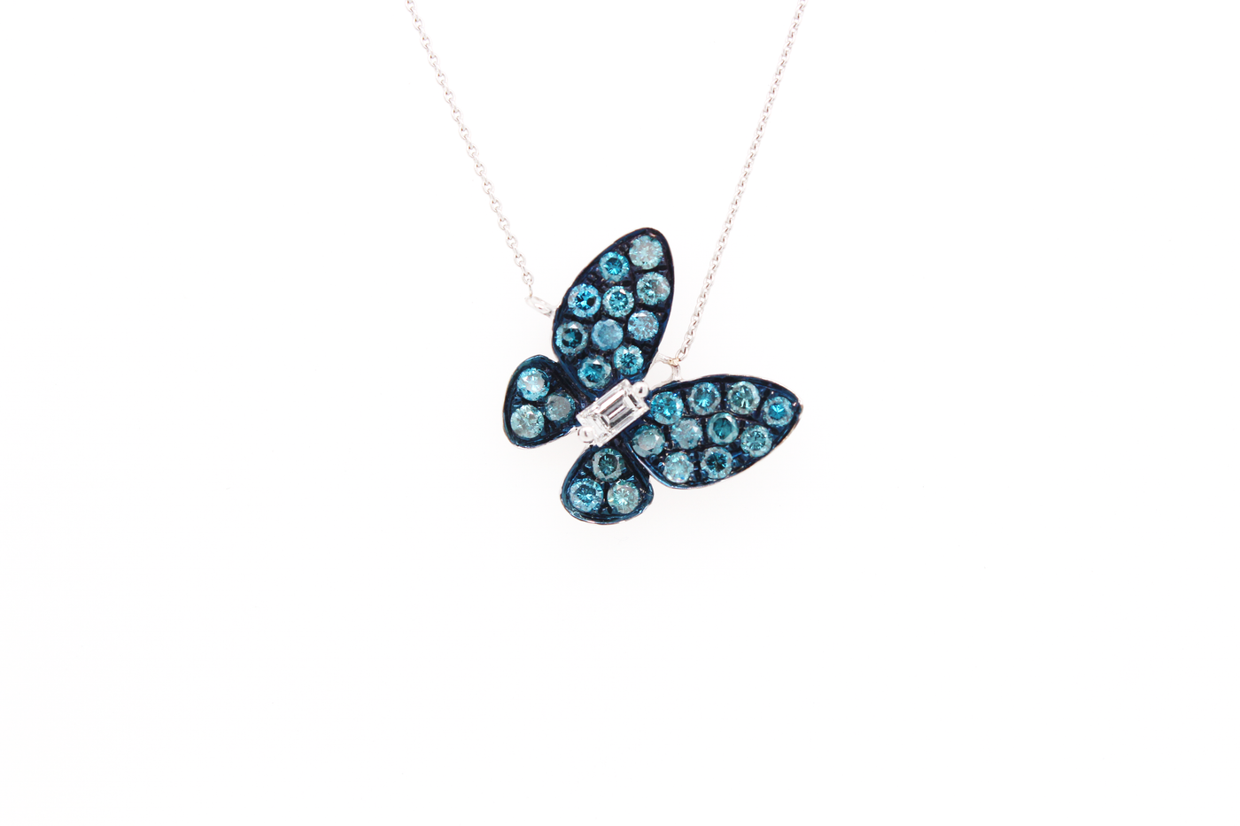 Natural Blue Diamond Butterfly Necklace