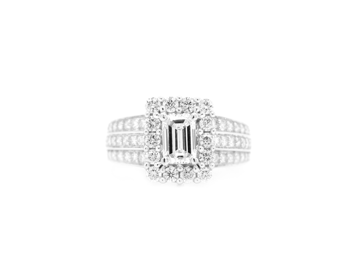 Emerald Cut Diamond Halo Engagement Ring
