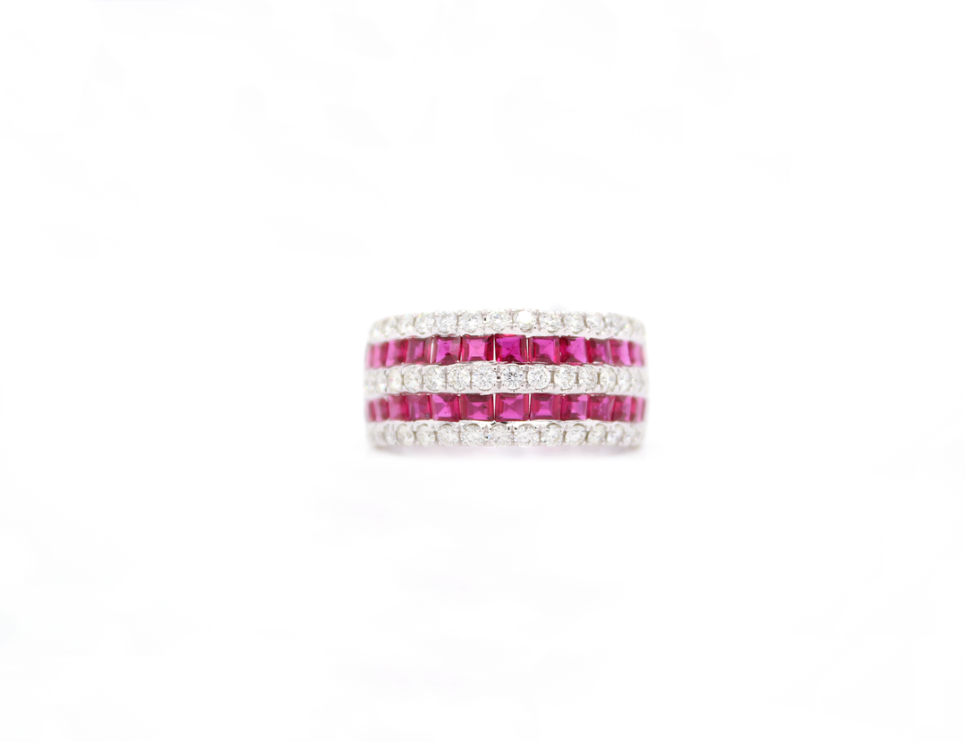 2ct Princess Cut Ruby and Diamond Band