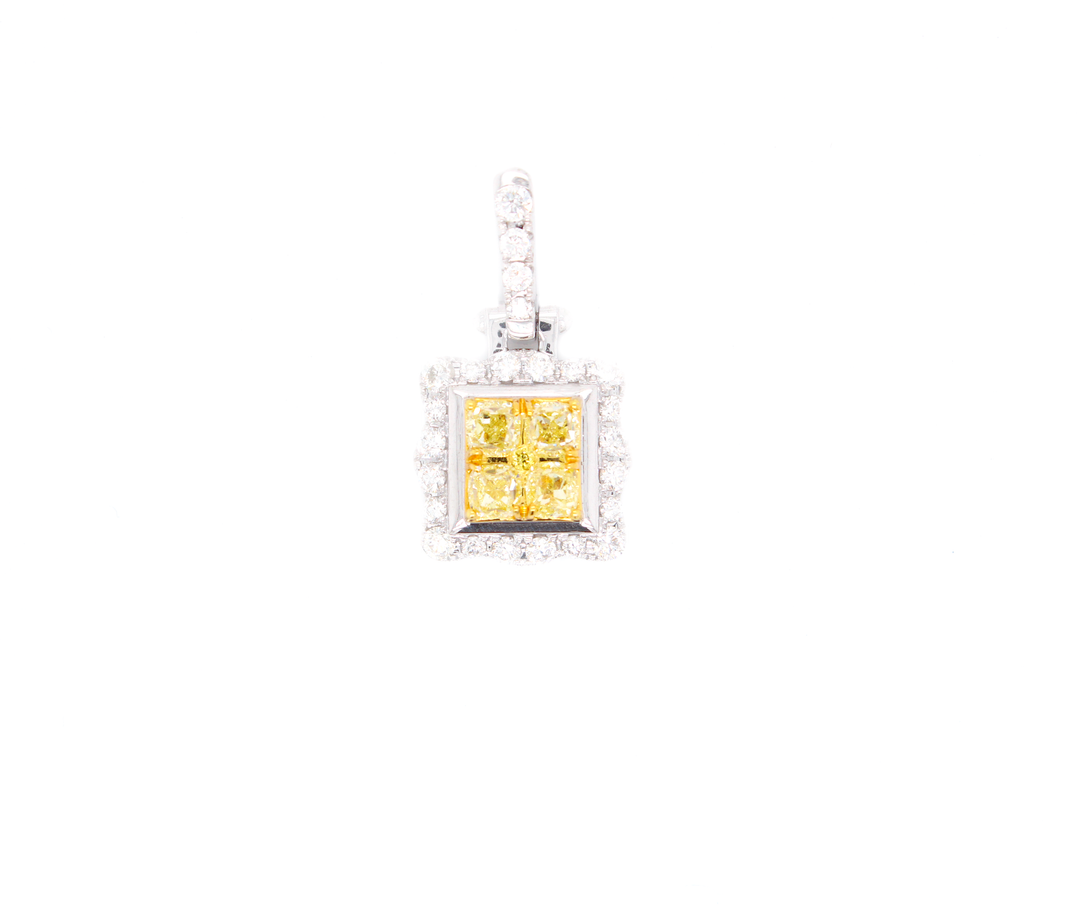 1ct Princess Cut Yellow Canary Diamond Pendant