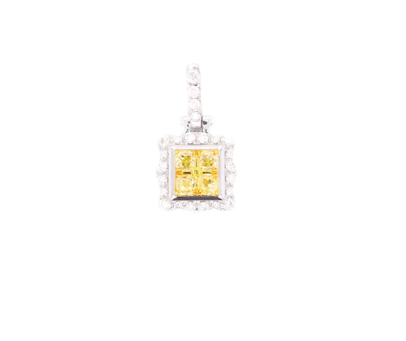 1ct Princess Cut Yellow Canary Diamond Pendant
