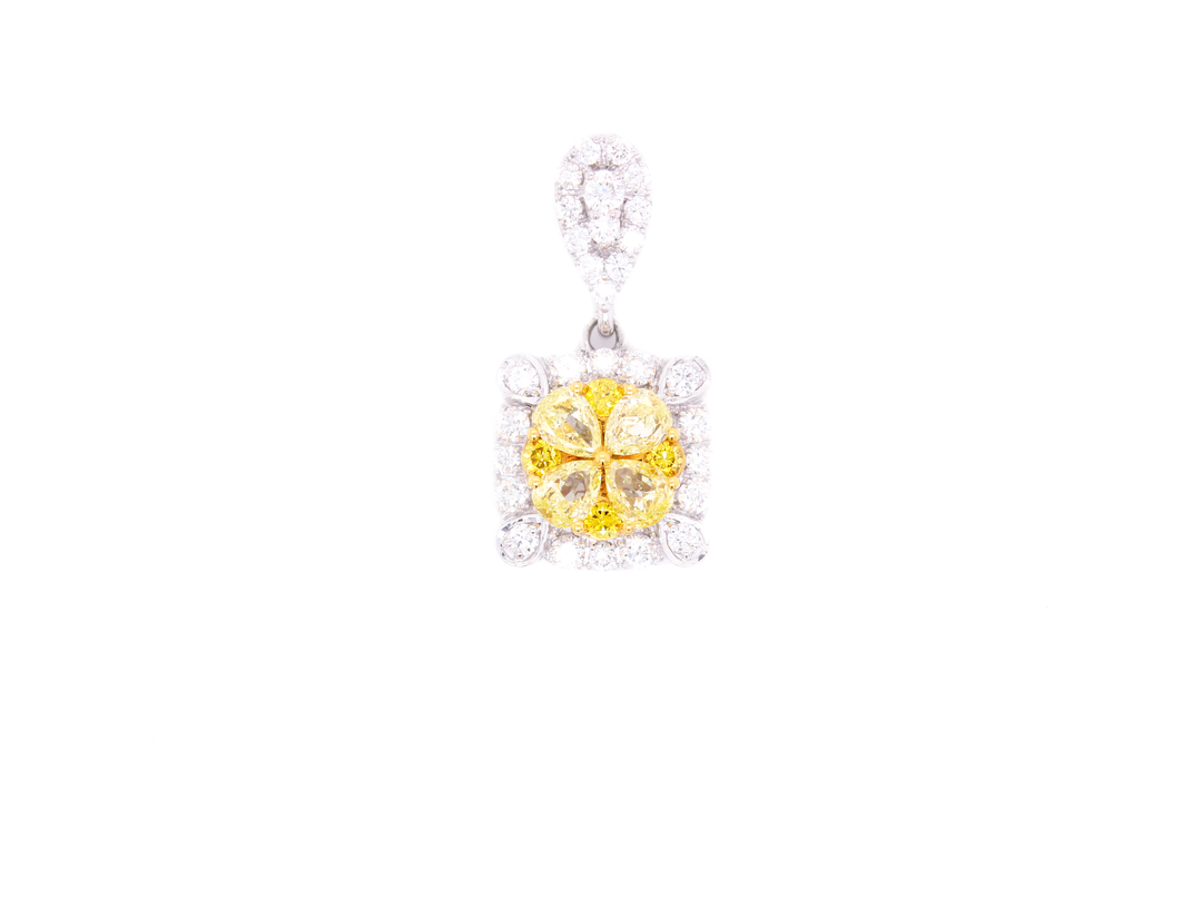 2.20ct Round Fancy Yellow Diamond Illusion Halo Pendant