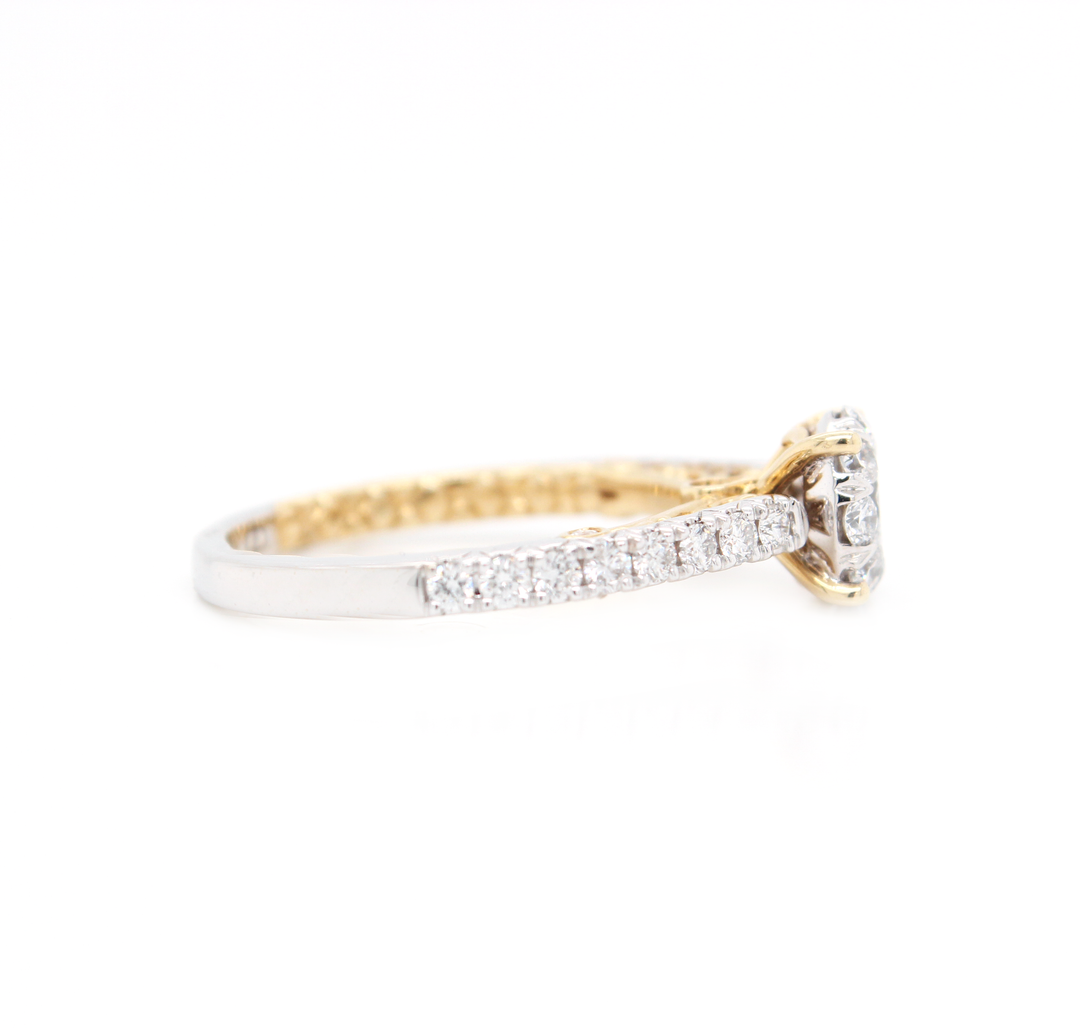 Two-Tone Round Diamond Halo Engagement Ring