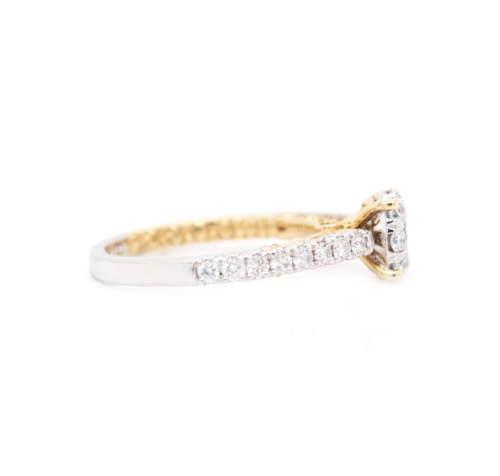 Two-Tone Round Diamond Halo Engagement Ring