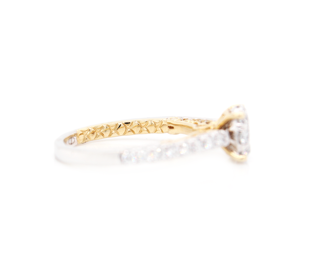 Two-Tone Round Diamond Halo Engagement Ring