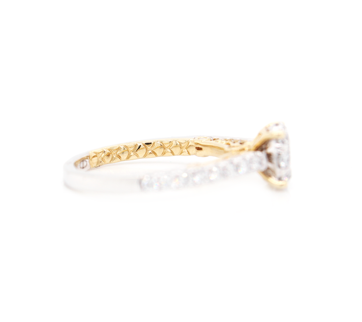 Two-Tone Round Diamond Halo Engagement Ring