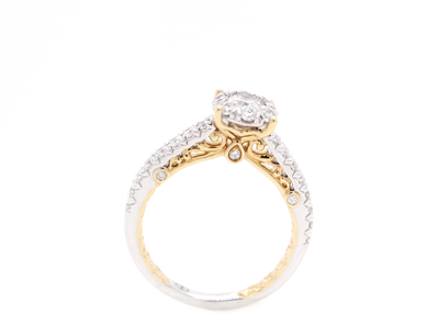 Two-Tone Round Diamond Halo Engagement Ring