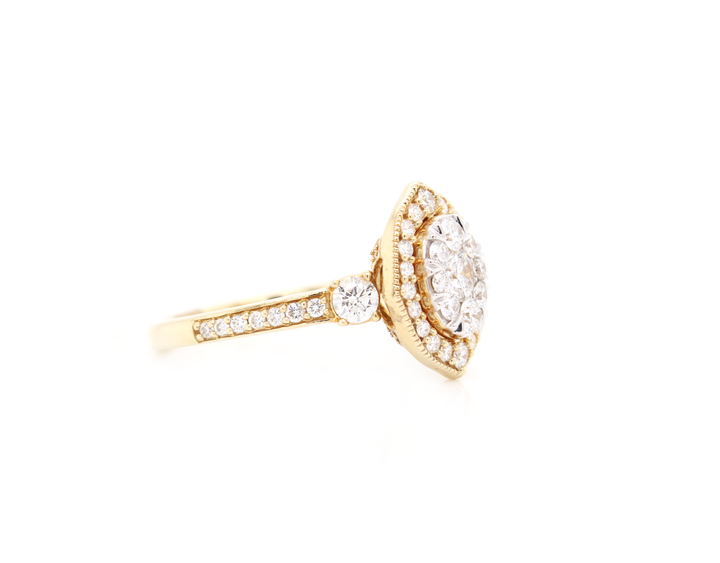Oval Diamond Cluster Illusion Halo Engagement Ring