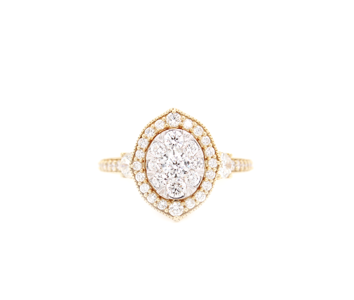 Oval Diamond Cluster Illusion Halo Engagement Ring