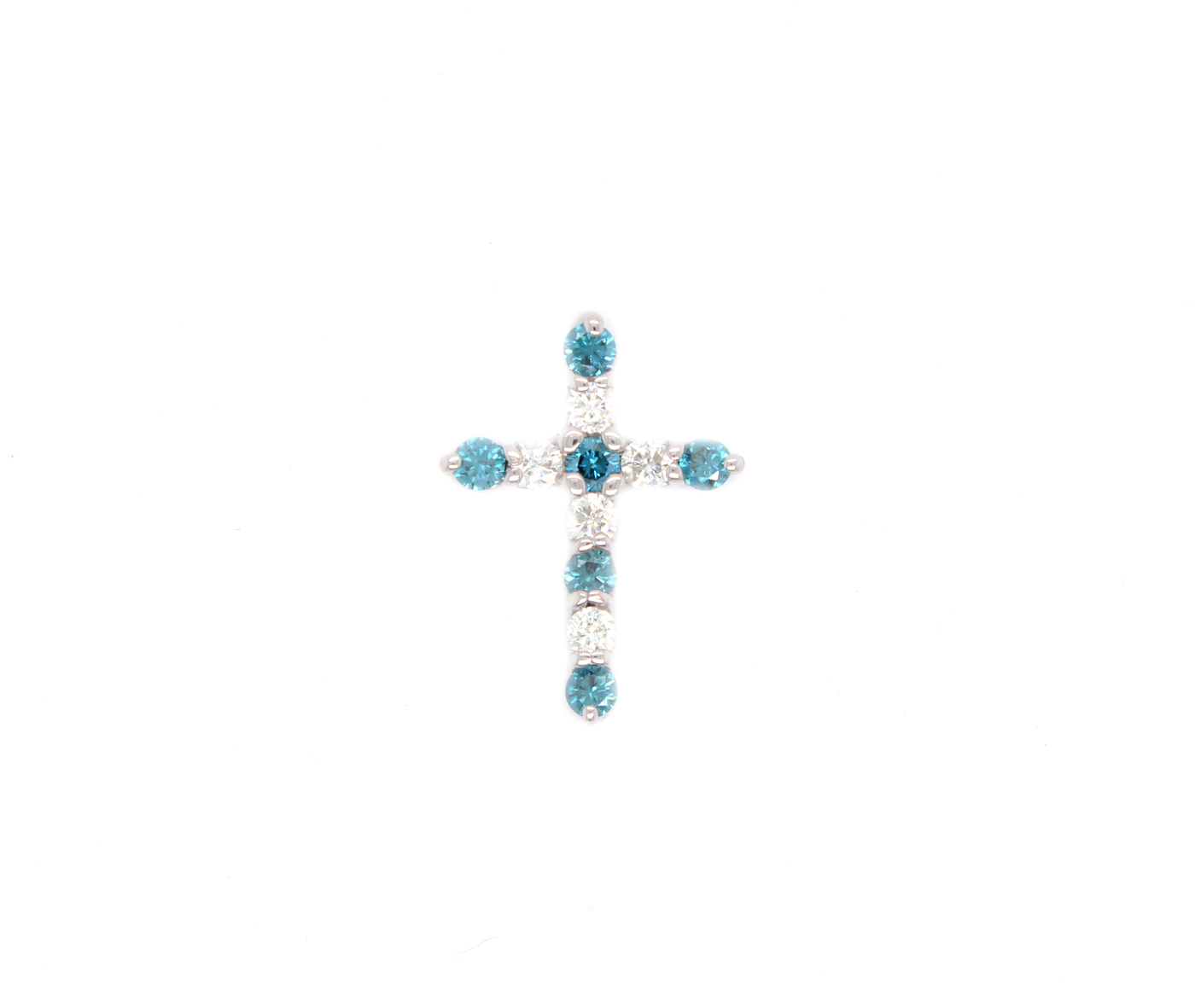 Natural Blue Diamond Cross Pendant