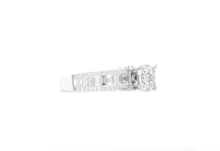 Round Diamond Cluster Illusion Engagement Ring Bridal Set