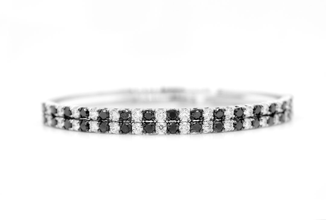 2.25ct Black Diamond Half Eternity Flexible Bangle