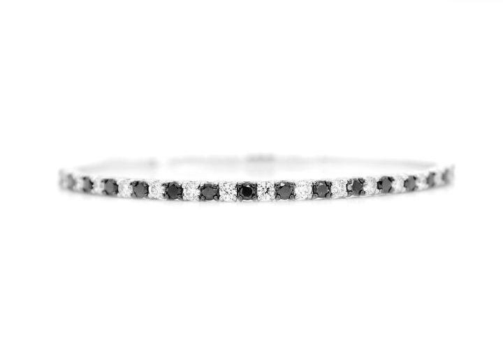 2.25ct Black Diamond Half Eternity Flexible Bangle