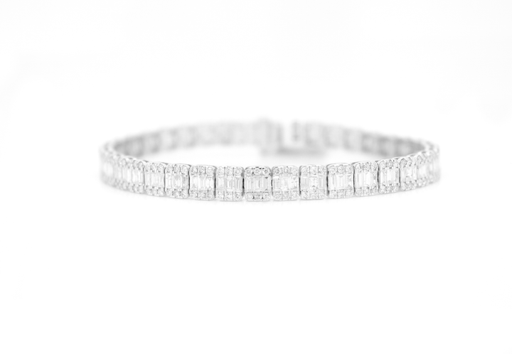 5ct Emerald Cut Illusion Diamond Tennis Bracelet