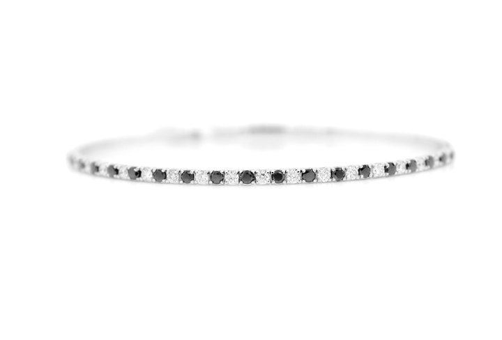 1.25ct Black Diamond Half Eternity Flexible Bangle