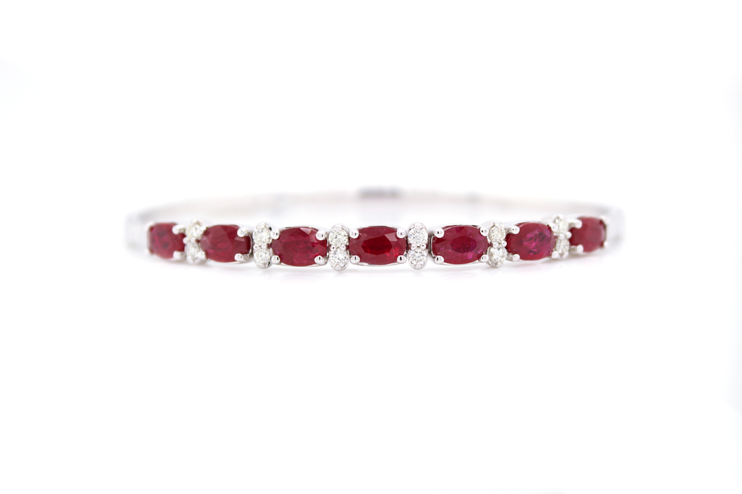 3.50ct Oval Cut Ruby and Diamond Flexible Bangle