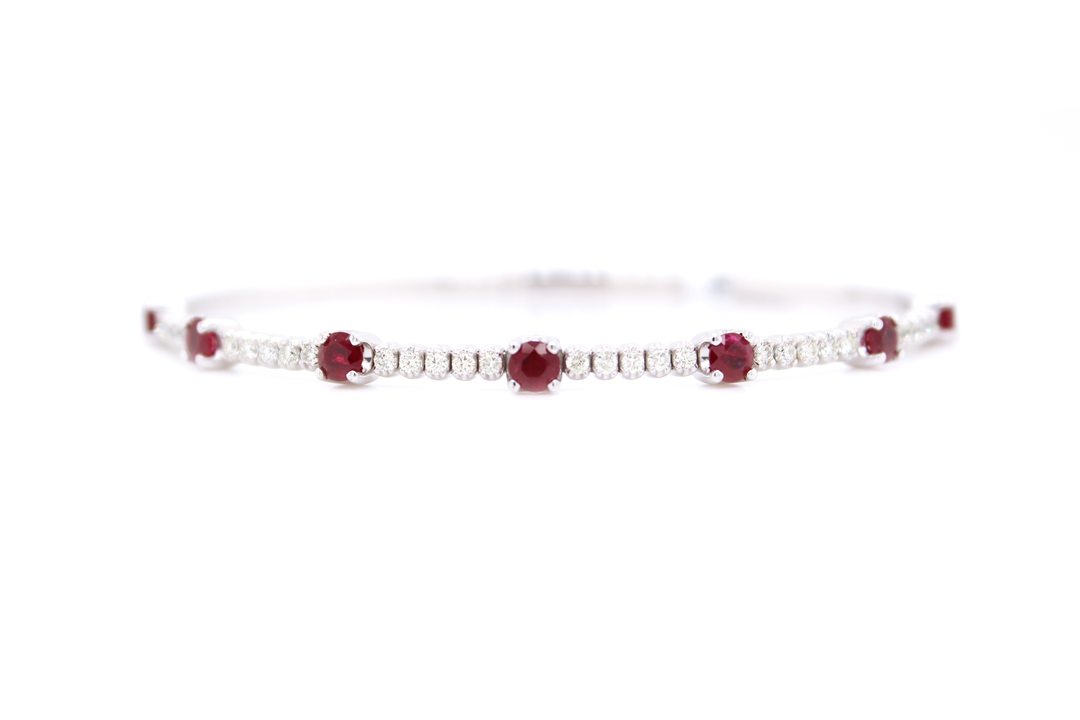 1.75ct Ruby and Diamond Half Eternity Flexible Bangle
