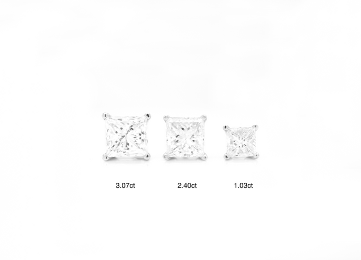 3.07ct Classic Princess Cut Diamond Studs