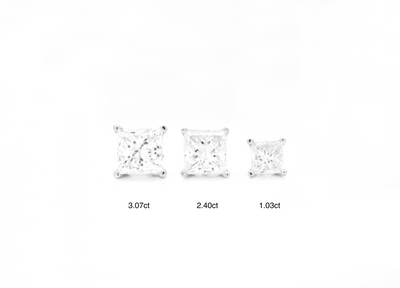3.07ct Classic Princess Cut Diamond Studs