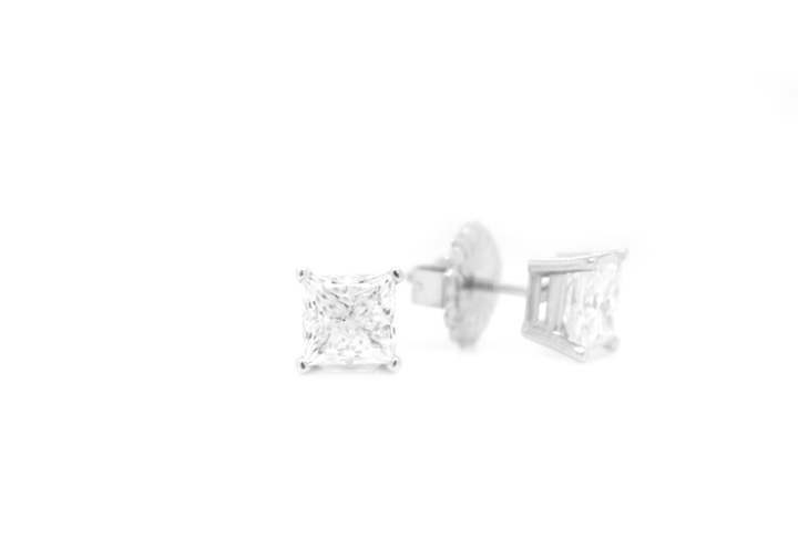3.07ct Classic Princess Cut Diamond Studs
