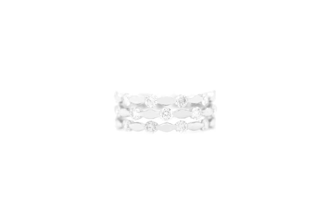 Three Row Diamond Station Ring