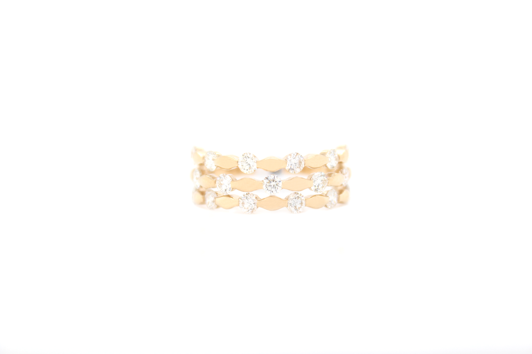 Three Row Diamond Station Ring