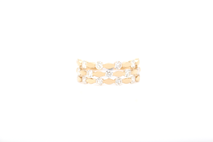 Three Row Diamond Station Ring